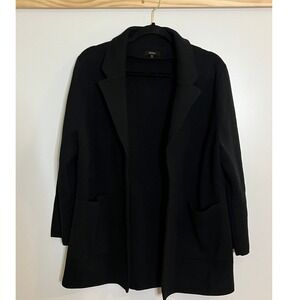 Quince Open Knit Cardigan Sweater Blazer Black Organic Cotton Women Size Large